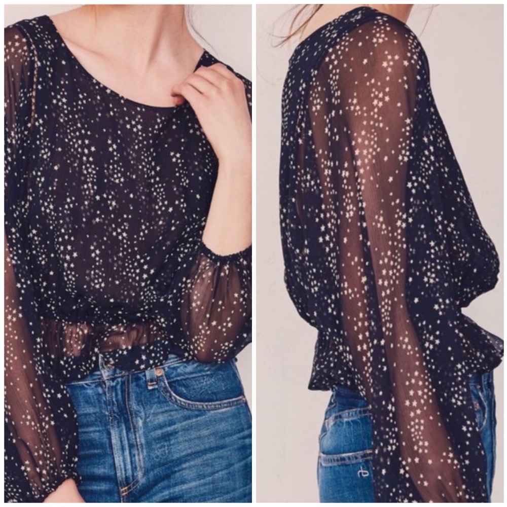 LoveShackFancy Nellie Silk Top Star Print Sz XS